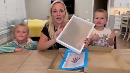 Handprint Kit for Family - DIY Wooden Keepsake Frame with Paint, Baby Hand & Footprint Craft Set