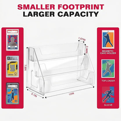 PSA BGS SGC Graded Card Display Stand – 3 or 5-Tier Vertical Collectible Card Showcase, Snap-In Assembly No Tools Desktop Holder