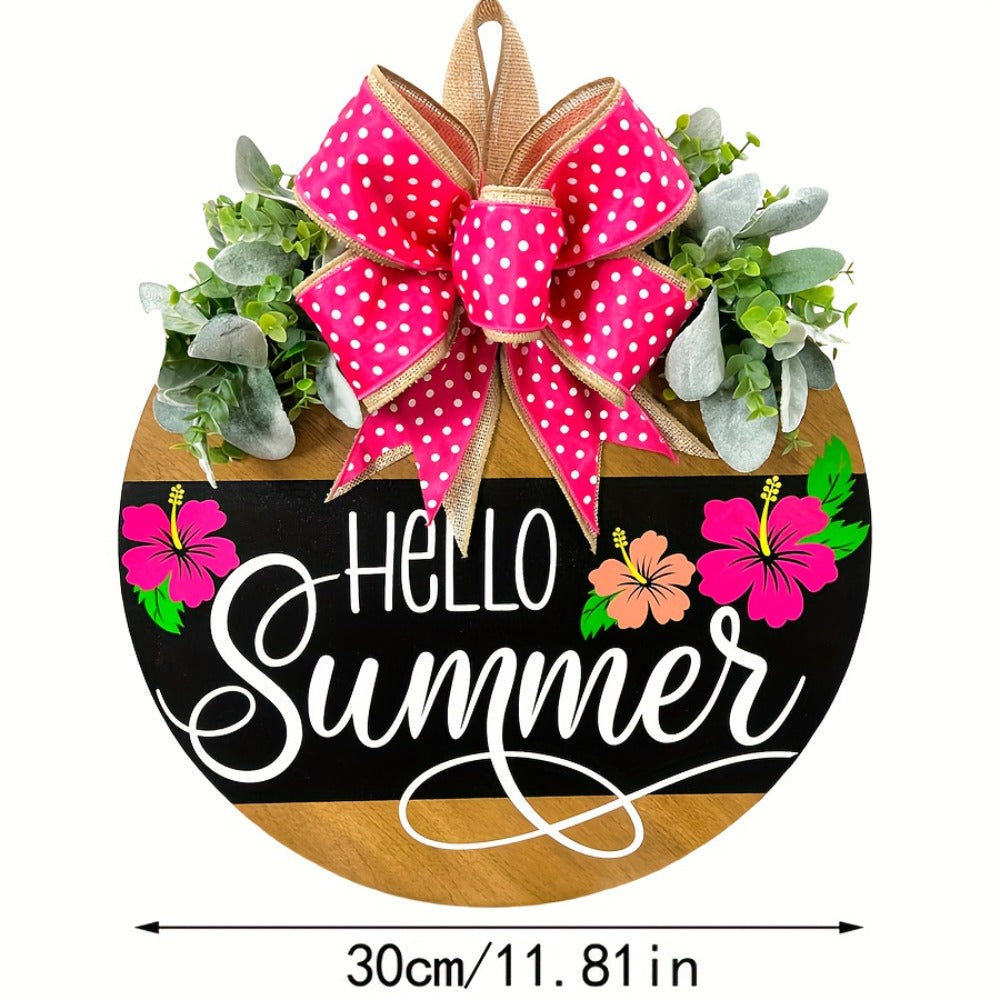 Summer Door Hanger for Front Door - Hello Summer Spring Wreath All Season Door Decor for Entryways, Bedrooms and Living Spaces