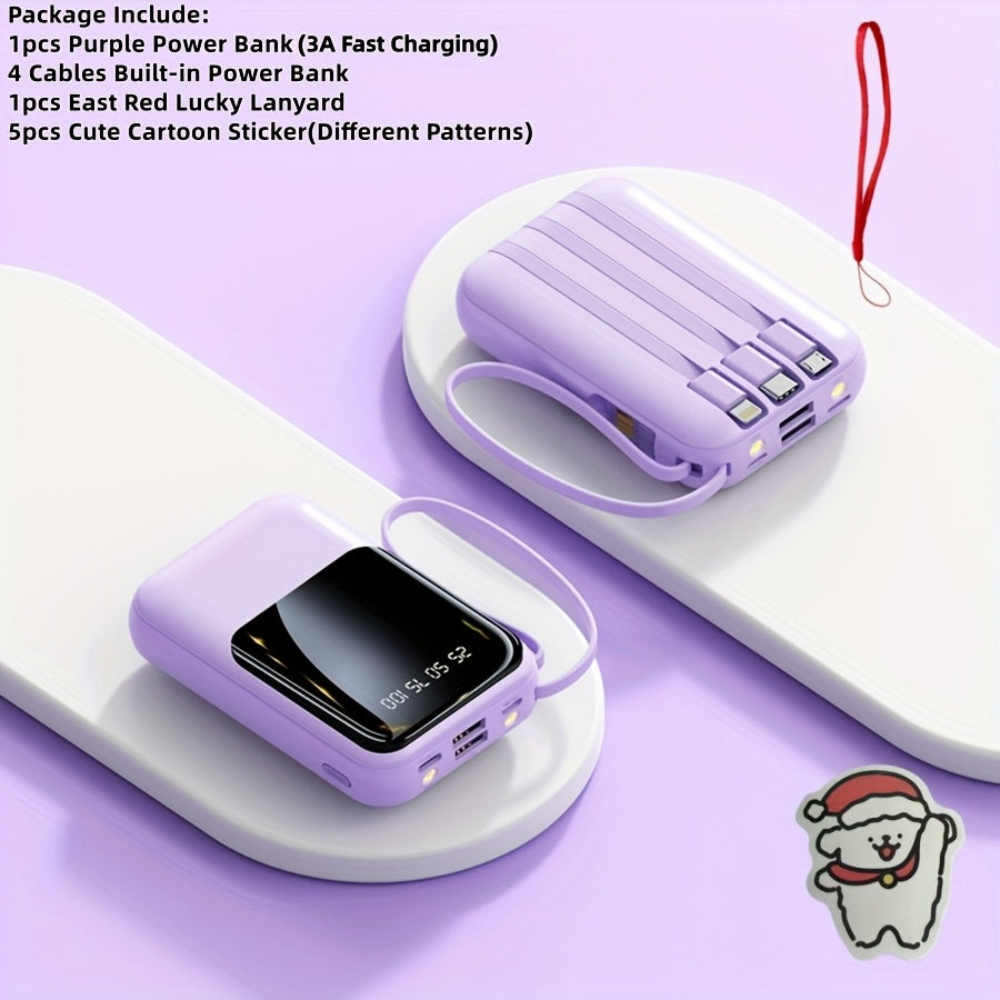Power Bank 10000mAh Mini with Built-In Cable Set, 5W/15W/22.5W Variants, LED Light and Digital Display
