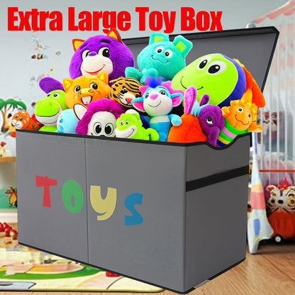 Extra Large Collapsible Kids Storage Chest with Lid, 31.7 Gal Toy Box Organizer Bins for Boys Girls Bedroom Nursery Living Room