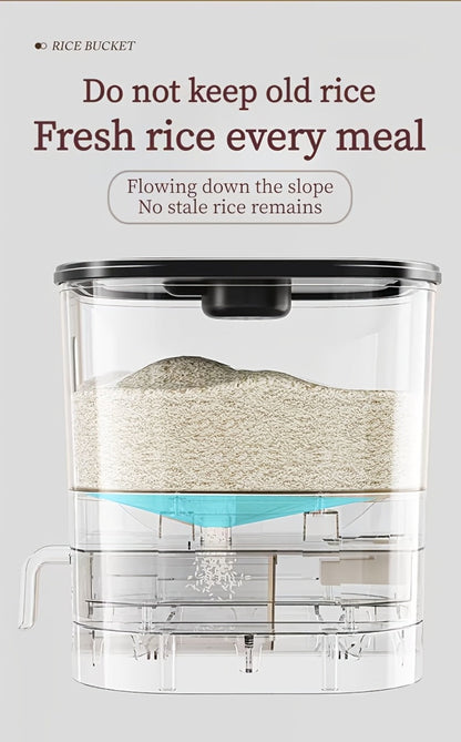 Airtight Rice Container with Measuring Cup, Large Moisture-Proof Rice Dispenser for Rice, Grains