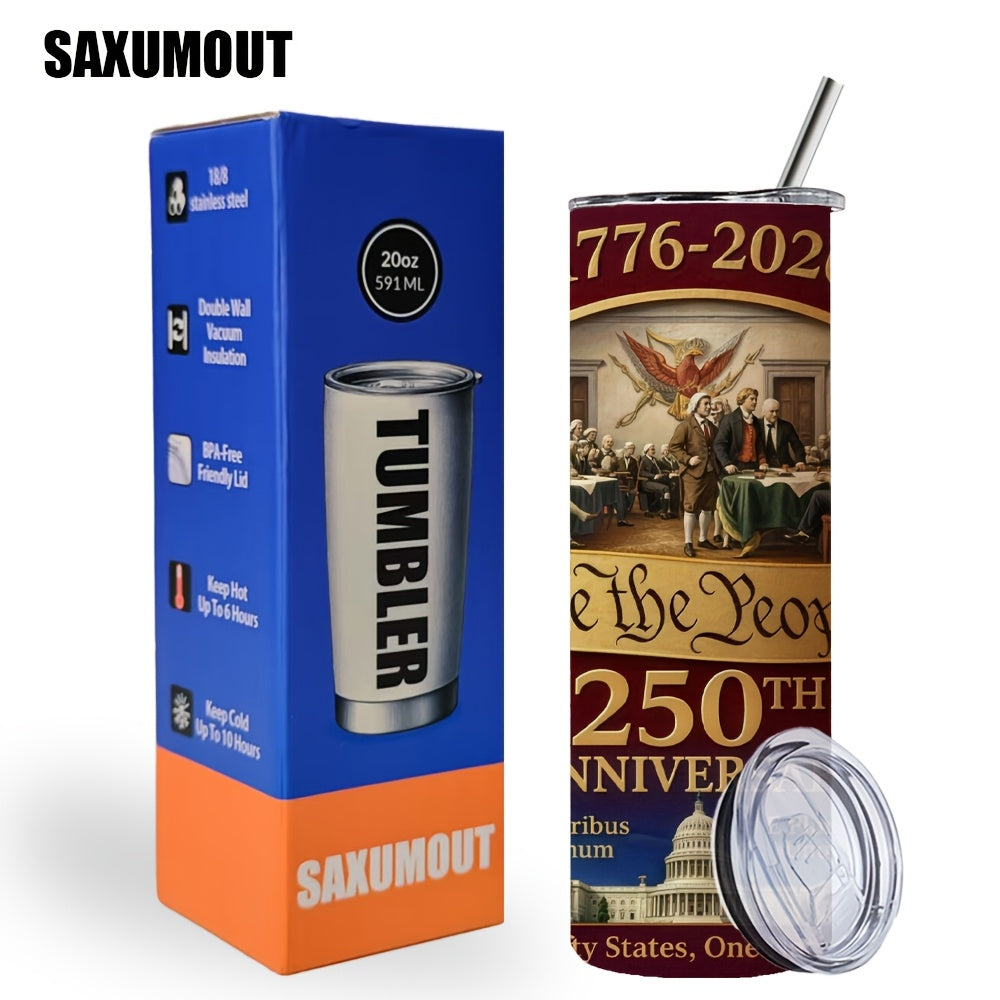 Travel Tumbler 20oz 250th Anniversary Whiskey Bottle Design Stainless Steel Insulated Cup for Entryways, Bedrooms and Living Spaces