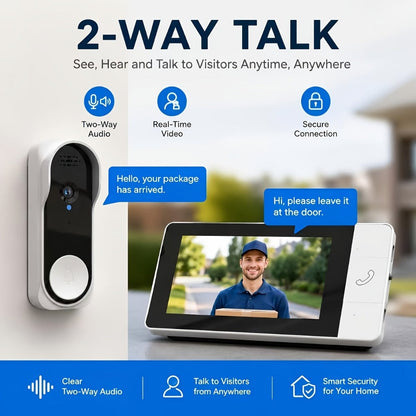 Wireless Security Camera System with Video Doorbell, Indoor Outdoor Surveillance, Long Battery Life