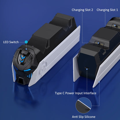 DualSense & DualSense Edge PS5 Controller Charging Station with LED Light, Dual Fast Charging Dock for PlayStation 5 Controllers