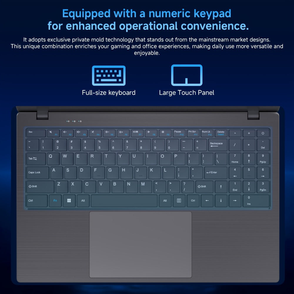 15.6 Inch Ultra-Thin Laptop, Intel Pentium 6500Y, 8GB RAM 256GB SSD, 4K Dual-Screen Support, Quad Stereo Speakers