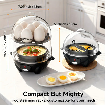 Electric Egg Boiler & Cooker with Auto Shut-Off, Single & Double Layer, Multi-Function for Hard Boiled