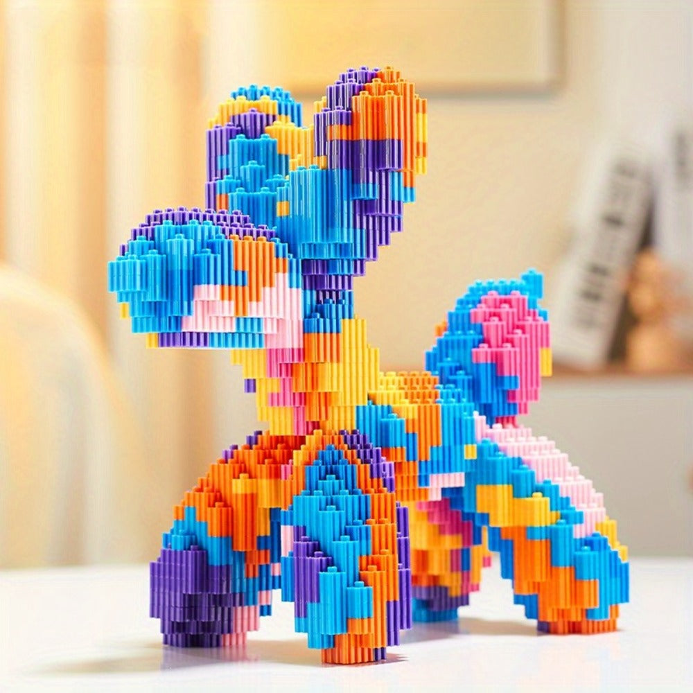 Balloon Dog Building Blocks Set – Colorful Interlocking Brick Sculpture Pop Art Home Decor Display Model for Adults Teens Art Lovers