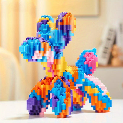 Balloon Dog Building Blocks Set – Colorful Interlocking Brick Sculpture Pop Art Home Decor Display Model for Adults Teens Art Lovers