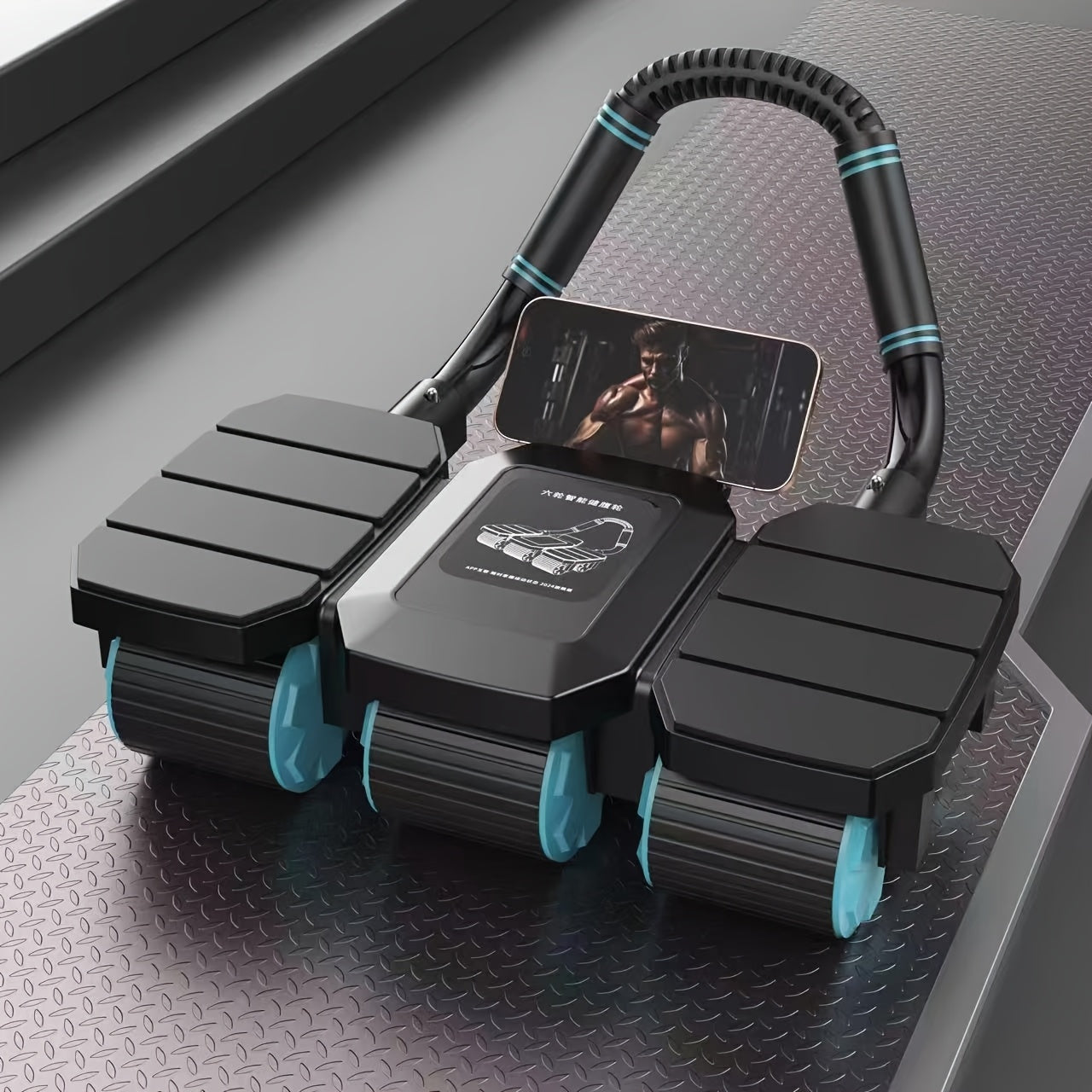 Ab Wheel Roller Automatic Rebound 8-Elbow Design, Core & Full Body Workout Abdominal Wheel with Phone Holder