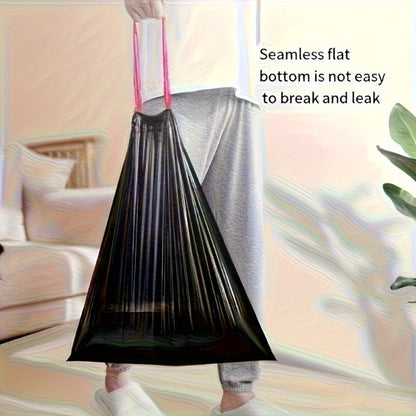 Black Trash Bags with Red Tie Handles, 100-Count Pack in Five Rolls of 20 and 45 x 50cm Size