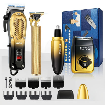 Men's Grooming Kit Hair Clipper & Electric Shaver USB Rechargeable Cordless LED Display – Precision Beard Trimmer Face Shaver Set for Hair