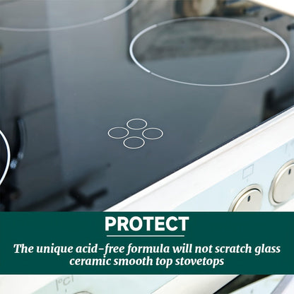 Glass Cooktop Cleaner and Polish – Powerful Stain Remover, Removes Oil Film, Water Spots & Burnt-On Residue