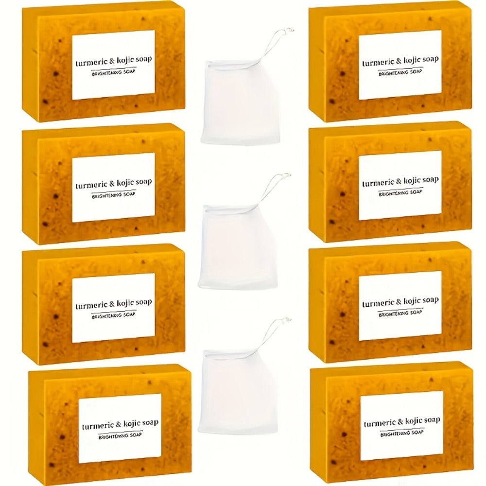 Turmeric Kojic Acid Brightening Soap Handmade Lemon Cold Process Deep Cleansing Hydrating Bar for Face & Body All Skin Types