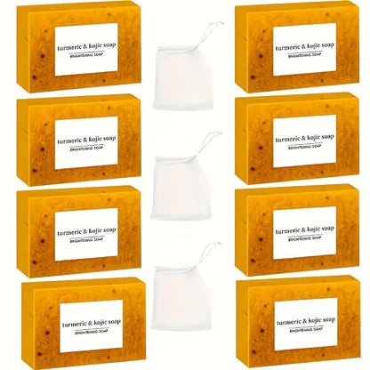 Turmeric Kojic Acid Brightening Soap Handmade Lemon Cold Process Deep Cleansing Hydrating Bar for Face & Body All Skin Types