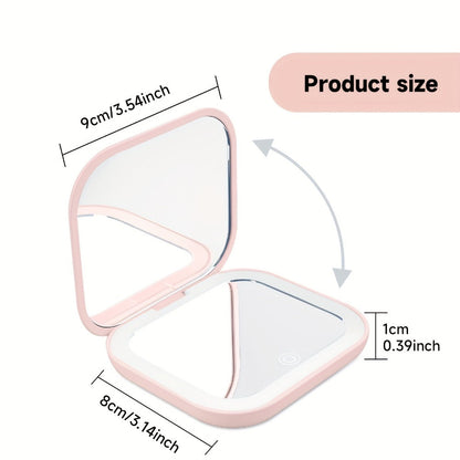 Cute Animal LED Makeup Mirror Foldable Double-Sided 3 Brightness Settings – USB Rechargeable, for Makeup, Travel and Everyday Vanity Use