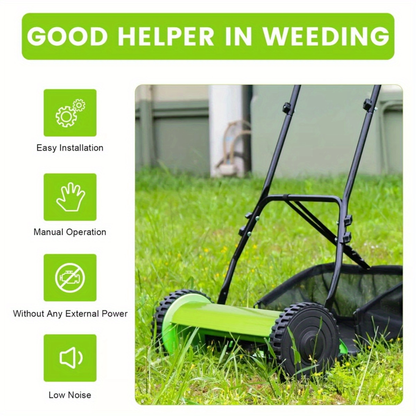 Manual Reel Lawn Mower 5-Blade Push Mower 11.8-Inch Cutting Width Adjustable Height 0.47"-1.77" for Garden, Patio and Yard Use
