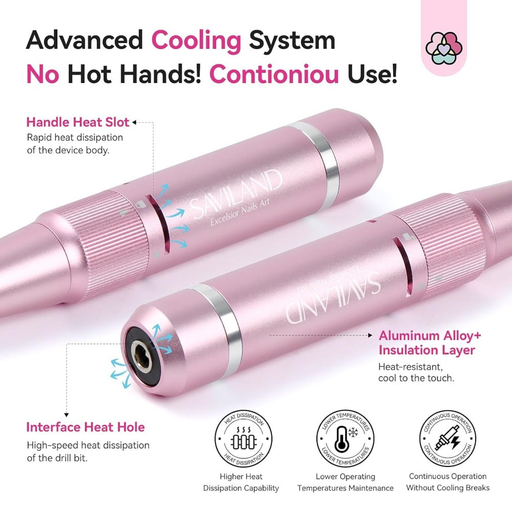 Electric Nail Drill 40000 RPM Rechargeable Professional Nail Drill Machine 4000mAh Battery LCD Display Ceramic Bits Sanding Bands