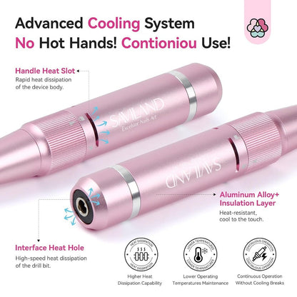 Electric Nail Drill 40000 RPM Rechargeable Professional Nail Drill Machine 4000mAh Battery LCD Display Ceramic Bits Sanding Bands