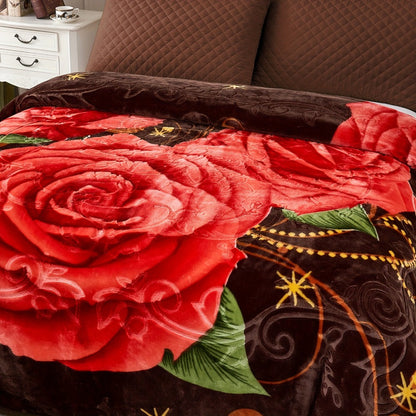 Reversible Plush Blanket 2-Ply 520GSM Milk Velvet - Queen King Size Blanket with Vibrant Animal & Floral Designs