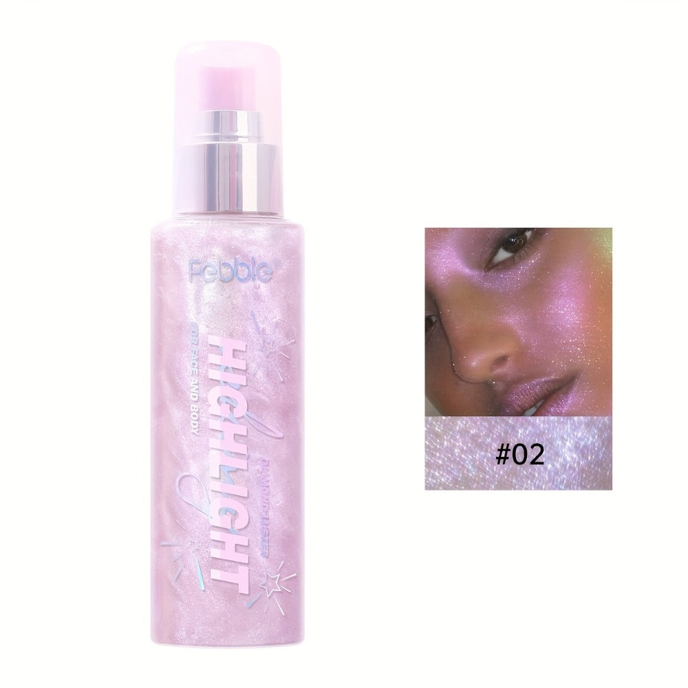 Body Glitter Spray Shimmer Long Lasting Lightweight Non Greasy Luminous Radiant Glow for Body Face Hair Women Festival Party Everyday Wear 4