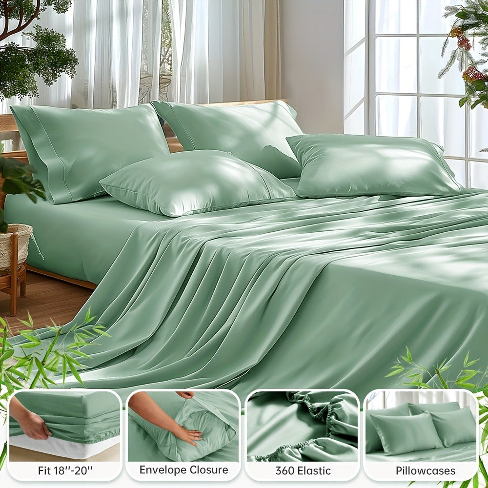 Fitted Sheet Set Cooling Deep Pocket – 2000TC Soft Microfiber Bed Sheet, Shrink Fade Wrinkle Resistant, 11 Colors 4 Sizes