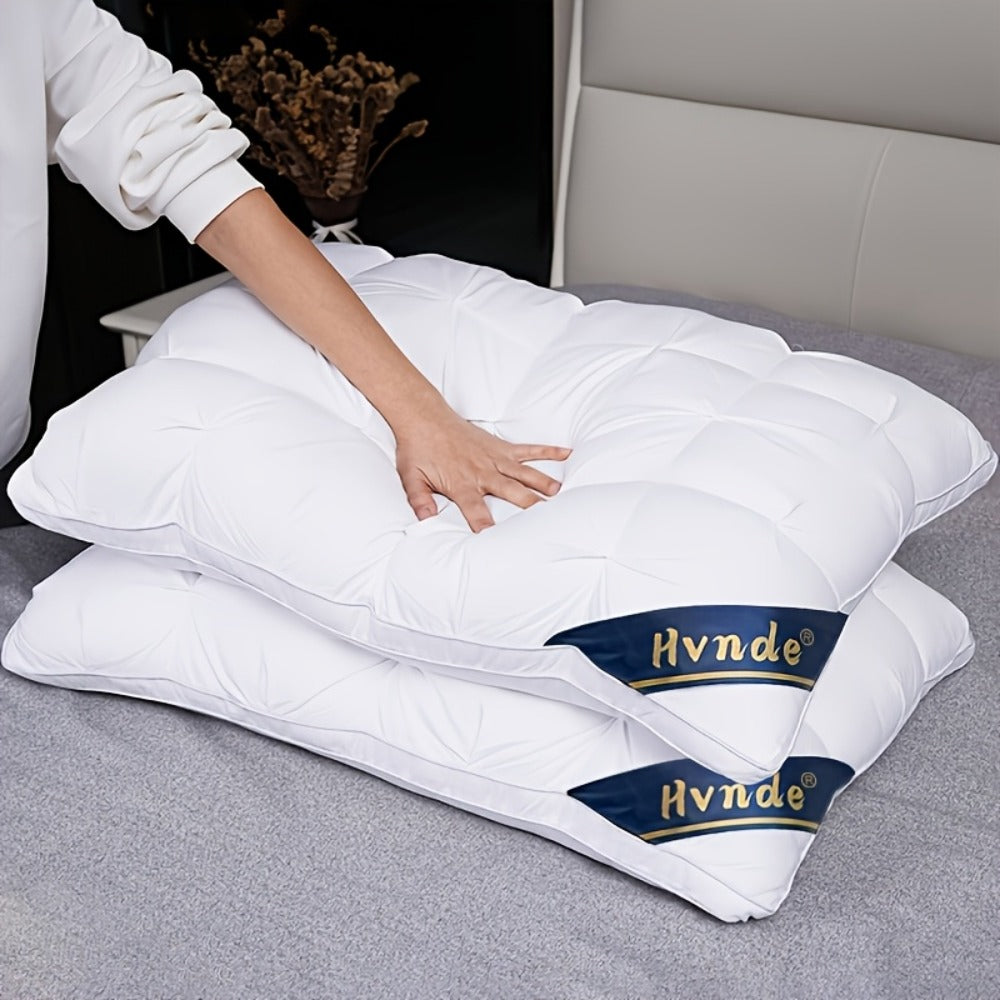 Luxury Hotel Pillows 2-Pack, King & Queen Size, Polyester Fill, Satin Cover, Deep Sleep Neck Support