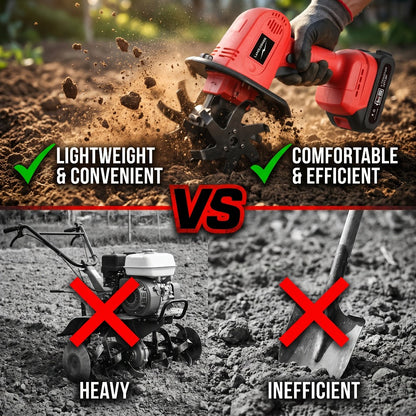 Cordless Electric Cultivator 20V Handheld Rotary Tiller, 9-Inch Width 6.6-Inch Depth, 1 or 2 Batteries & Charger