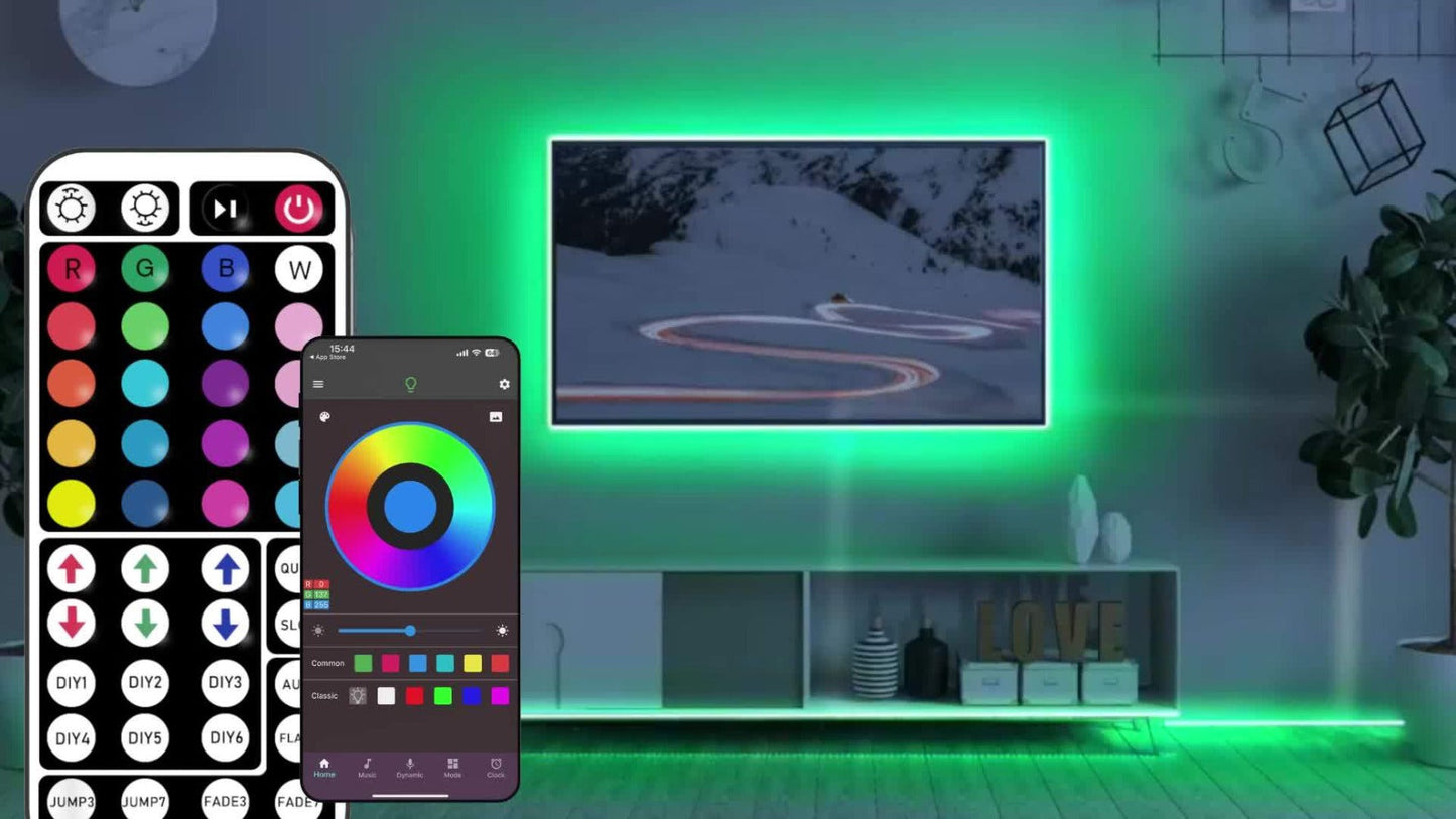 LED Strip Light RGB USB-Powered Room Kit in 16.4ft, 49.2ft or 98.4ft with App and 44-Key Remote