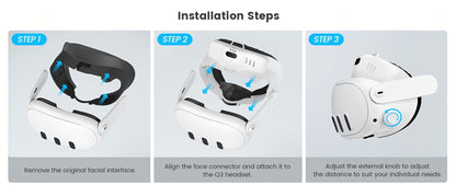 Meta Quest 3 VR Cooling Fan with Anti-Fog Face Pad – Dual Turbo 3-Speed 1000mAh Battery Breathable Face Interface Replacement