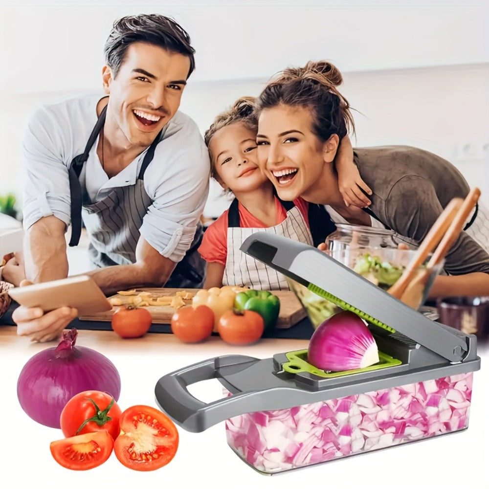Vegetable Chopper 18-in-1 Upgraded Mandoline Slicer – Professional Onion Chopper Food Dicer Cutter with Container