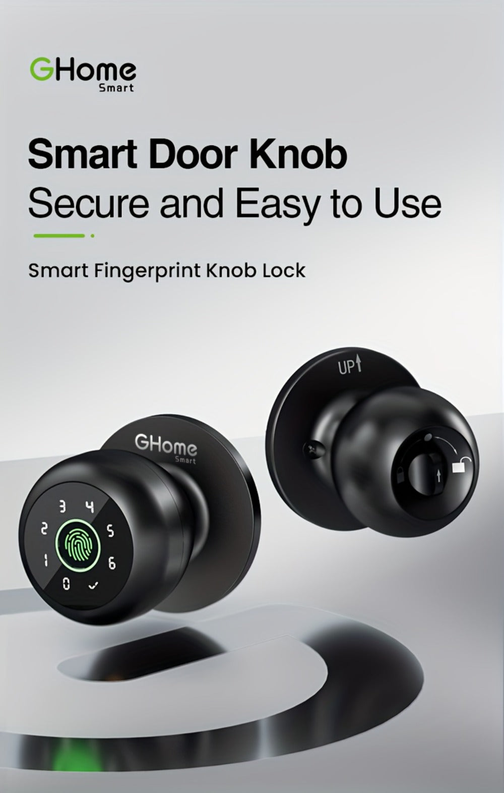 Smart Door Lock GHome K10 K10 PRO K20 and KD03 PRO Knob Models with Three or Four Access Methods