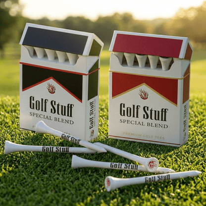 24-Piece Plastic Golf Tee Set with 3.26-Inch White Tees and Two Red-and-White Novelty Storage Boxes