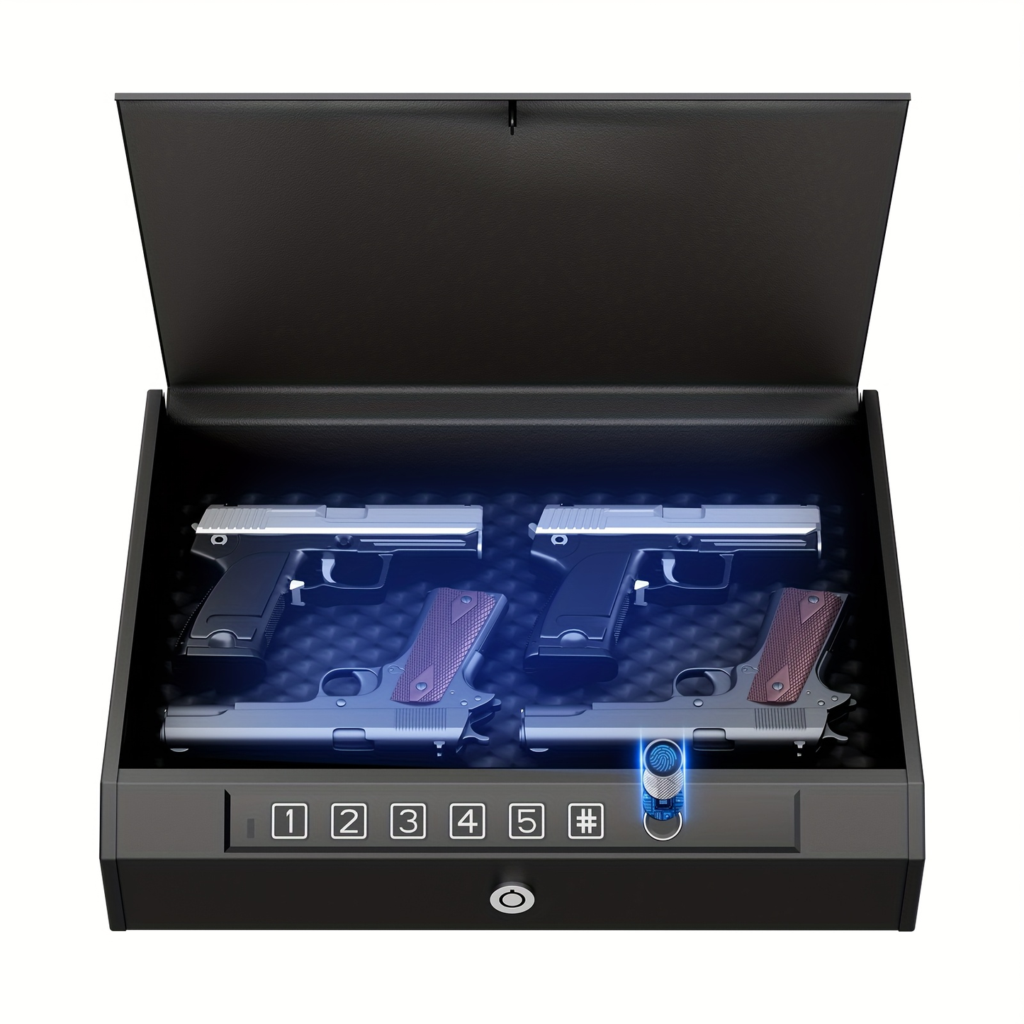 Biometric Gun Safe Fingerprint Digital PIN & Key Unlock 3-Way Access Internal Light Silent Mode Emergency Power Supply Gun Lock Box for Home