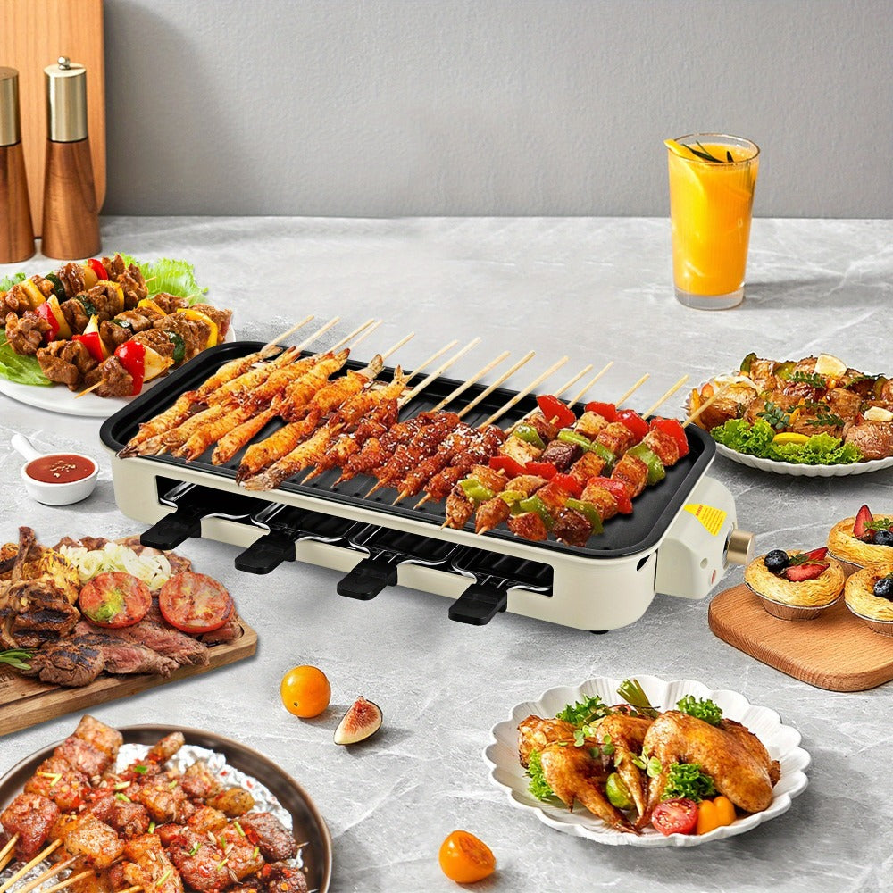 Indoor Electric Smokeless Grill 1500W, Raclette Table Grill with 3 Mini Pans, 16x9" Non-Stick Detachable Plate
