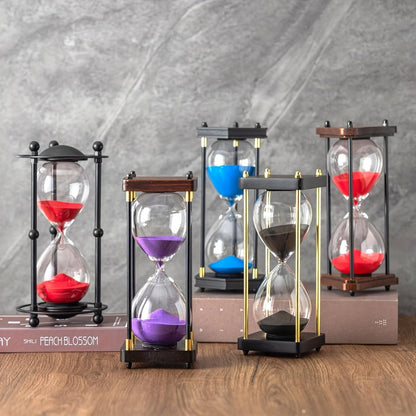 Hourglass Timer 60 Minute Wooden Sand Timer Decorative Glass – Vintage Home Decor for Kitchen, Office & Bedroom | Great Gift for Birthday