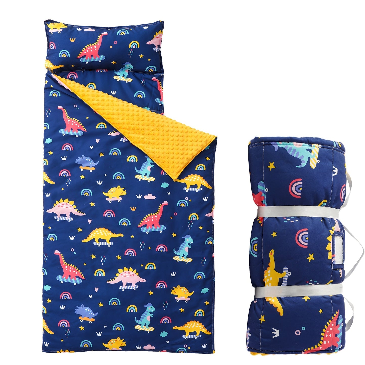 Kids Nap Mat Roll-Up Sleeping Mat for Daycare & Travel - 100% Polyester, Fun Prints for Entryways, Bedrooms and Living Spaces