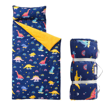 Kids Nap Mat Roll-Up Sleeping Mat for Daycare & Travel - 100% Polyester, Fun Prints for Entryways, Bedrooms and Living Spaces