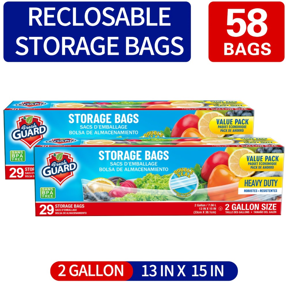 Freezer Storage Bags Resealable, Sturdy Bulk Food Storage Bags with Easy-Open Tabs for Freezer & Refrigerator