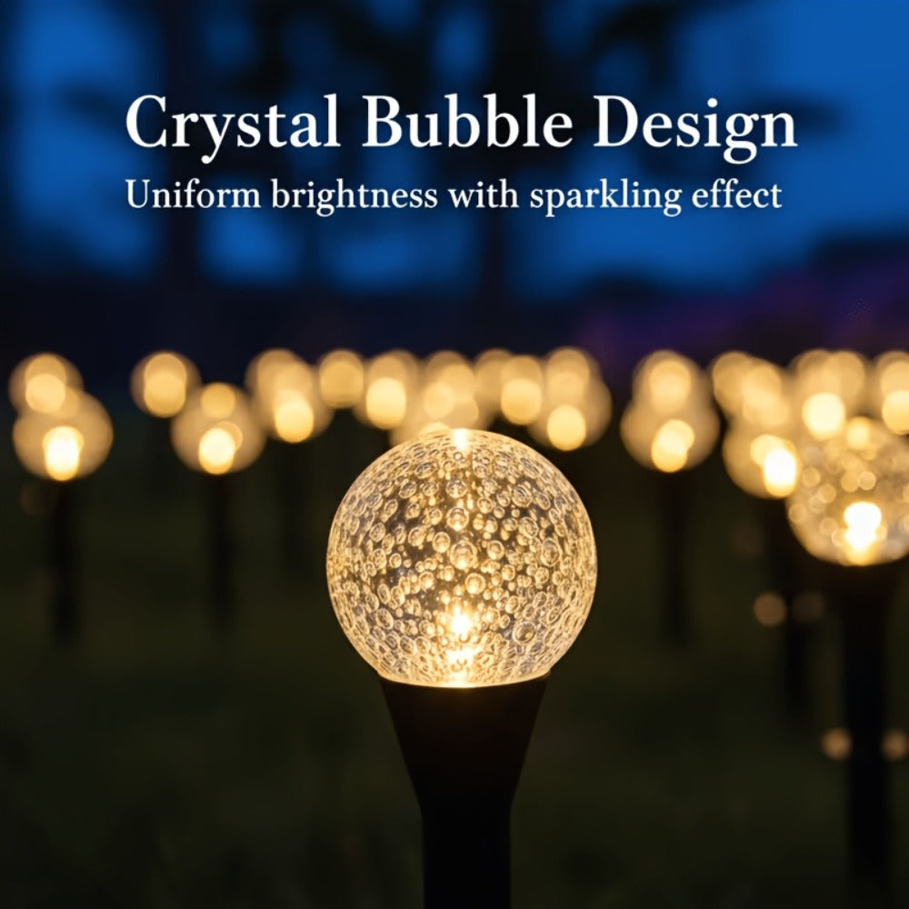 Solar Garden Light Crystal Bubble Ground Stakes 30-Pack with 8 Modes and Two Color Options