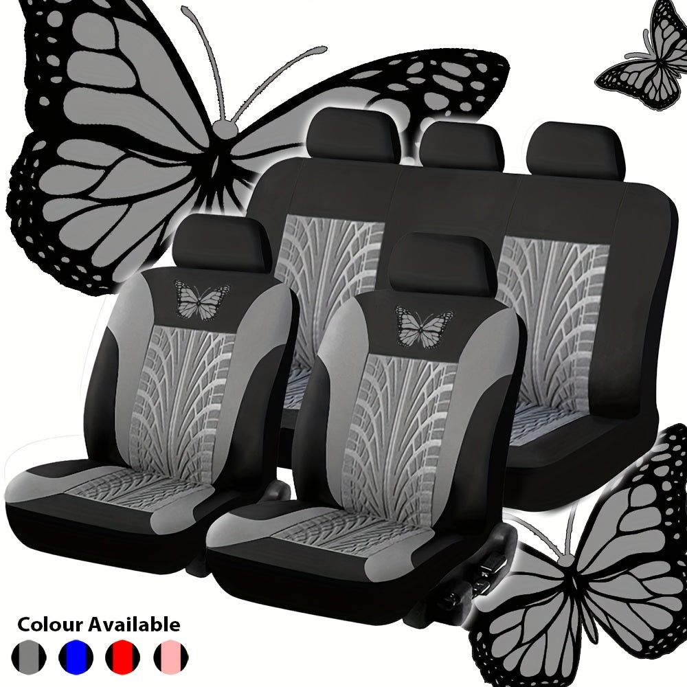 Car Seat Covers 5-Seat Butterfly Tire Pattern Set in Polyester Knit with Sponge and Eleven Colors