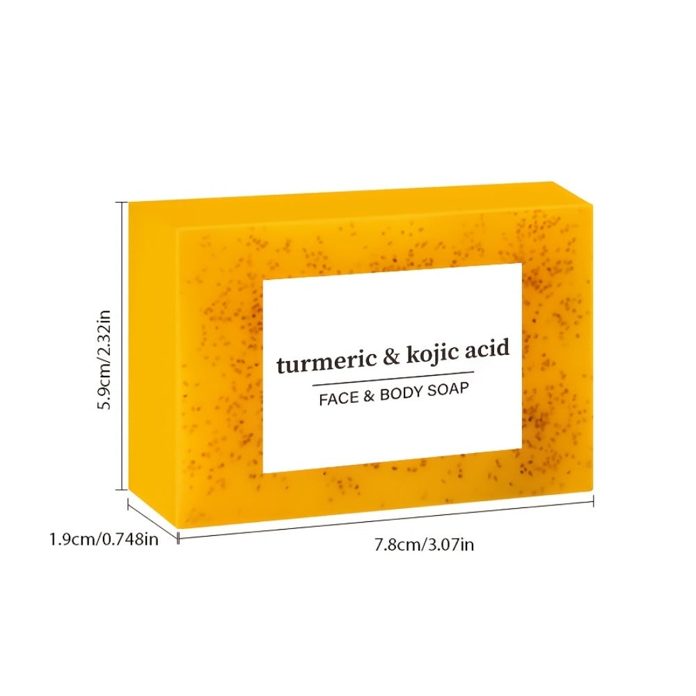 Kojic Acid Turmeric Soap Bar Set 12 Pack 100g with 4 Bubble Nets – Ginger Lemon Handmade Moisturizing Brightening Body Soap for Dark Spots