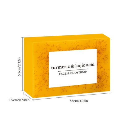 Kojic Acid Turmeric Soap Bar Set 12 Pack 100g with 4 Bubble Nets – Ginger Lemon Handmade Moisturizing Brightening Body Soap for Dark Spots