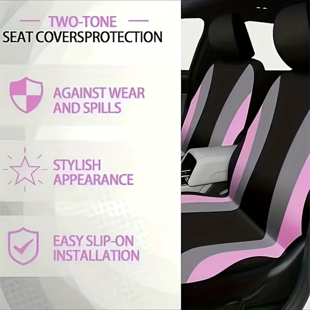 Car Interior Accessories Set for Women 45-Piece – Plush Steering Wheel Cover, Seat Cushion & Pendant, Universal Fit All Seasons