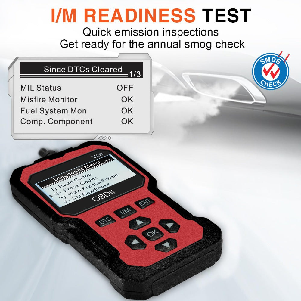 OBD2 Scanner Car Diagnostic Tool – CAN Protocol Code Reader with Freeze Frame, I/M Monitor, 9 Protocols & 6 Languages