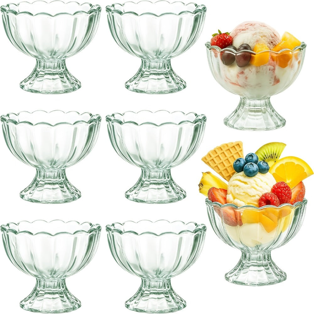 Tulip Shaped Dessert Bowls Set of 12 – 5 Oz Glass Cups for Ice Cream, Sundaes, Fruit & Salads – Dishwasher Safe Snack & Cocktail Bowls