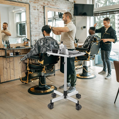 6-Color Premium Aluminum Salon Rolling Tray on Wheels – Adjustable Height Hairdresser Cart, Tattoo Tray, Spa Service Trolley for Nail Tech