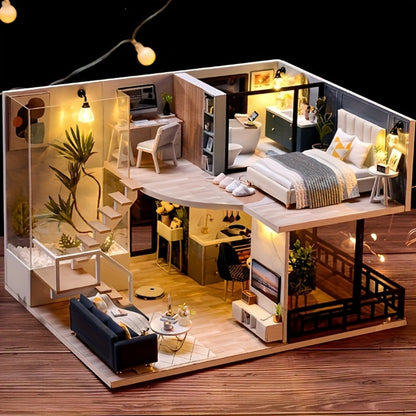 Double Story Wooden Cottage 3D Puzzle Model Kit with Furniture & Tools with the Listed Color, Size or Set Options for Everyday Use