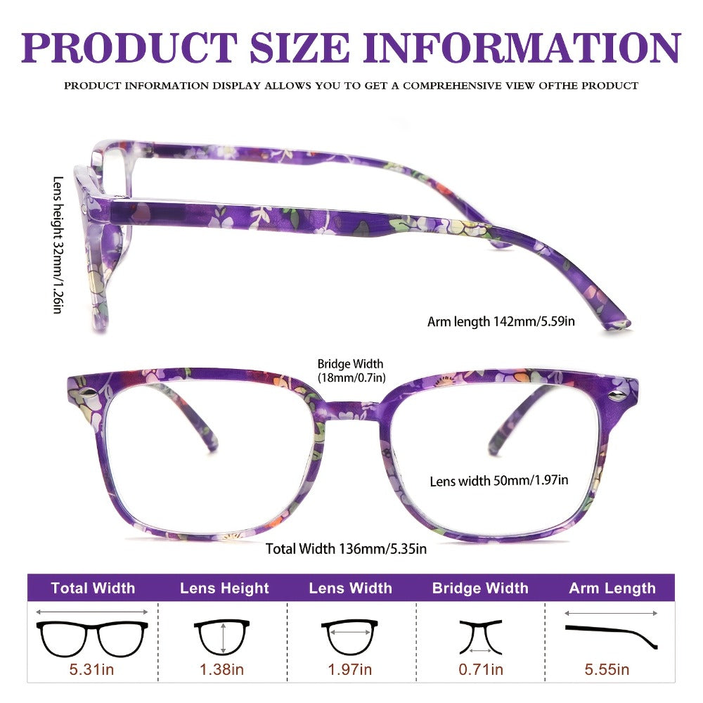 Reading Glasses – Five-Pair Multicolor Reader Set with Adjustable Spring Hinges with Multiple Strength and Color Options