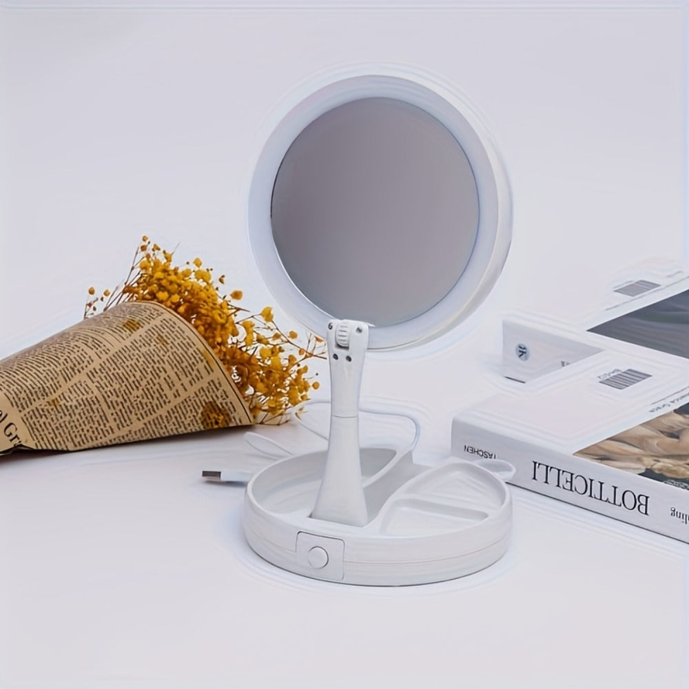 Lighted Makeup Mirror with 10x Magnifying Glass, Double Sided LED Vanity Mirror, Bright Shadow-Free Light